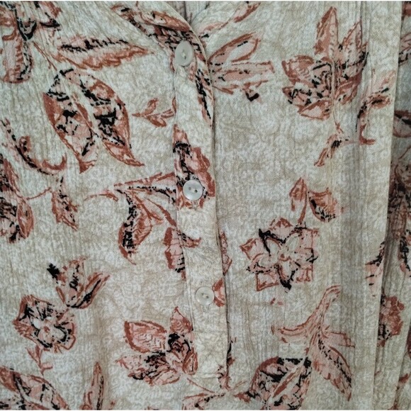 Maurice Top Women's L Short Sleeve Smock Henley Popover Earth Tone Cottage Gorp - Picture 3 of 7